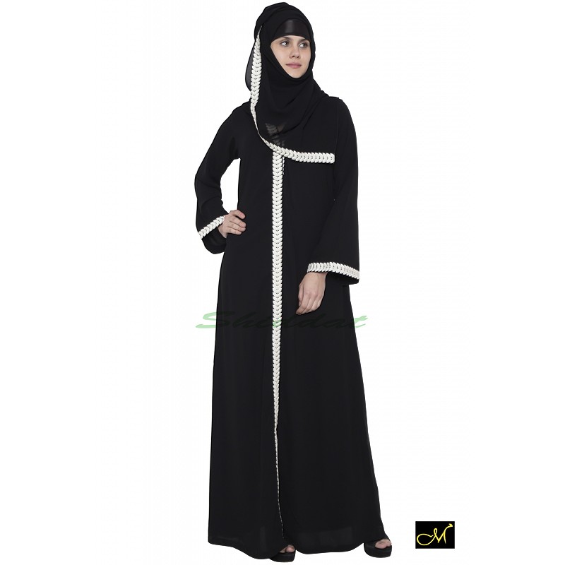 open front abaya black